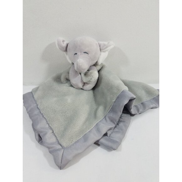 Carters Elephant Baby Lovey Security Blanket Grey With Satin Trim Soft Plush - Picture 2 of 5